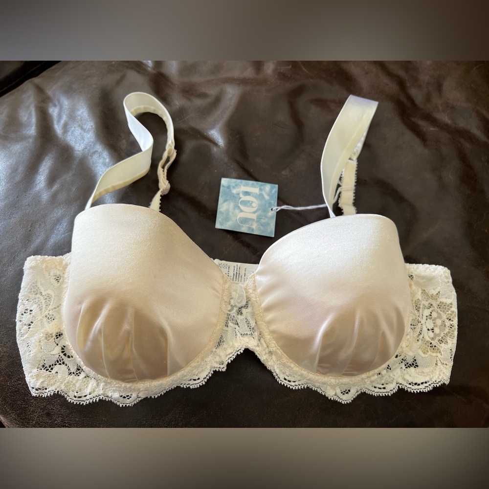 NWT LOU French vintage satin lingerie in size 34B in a light champagne color.